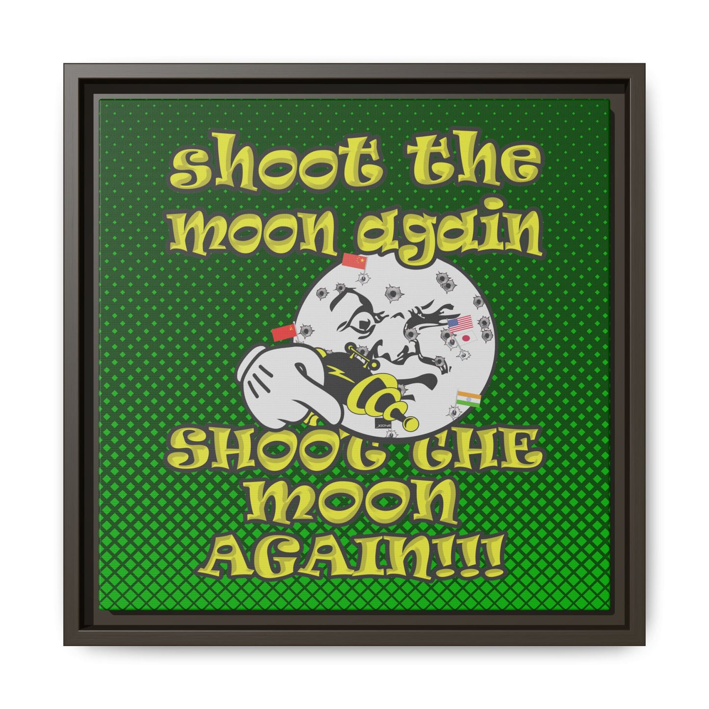 shoot the moon again - framed canvas art (logo green)