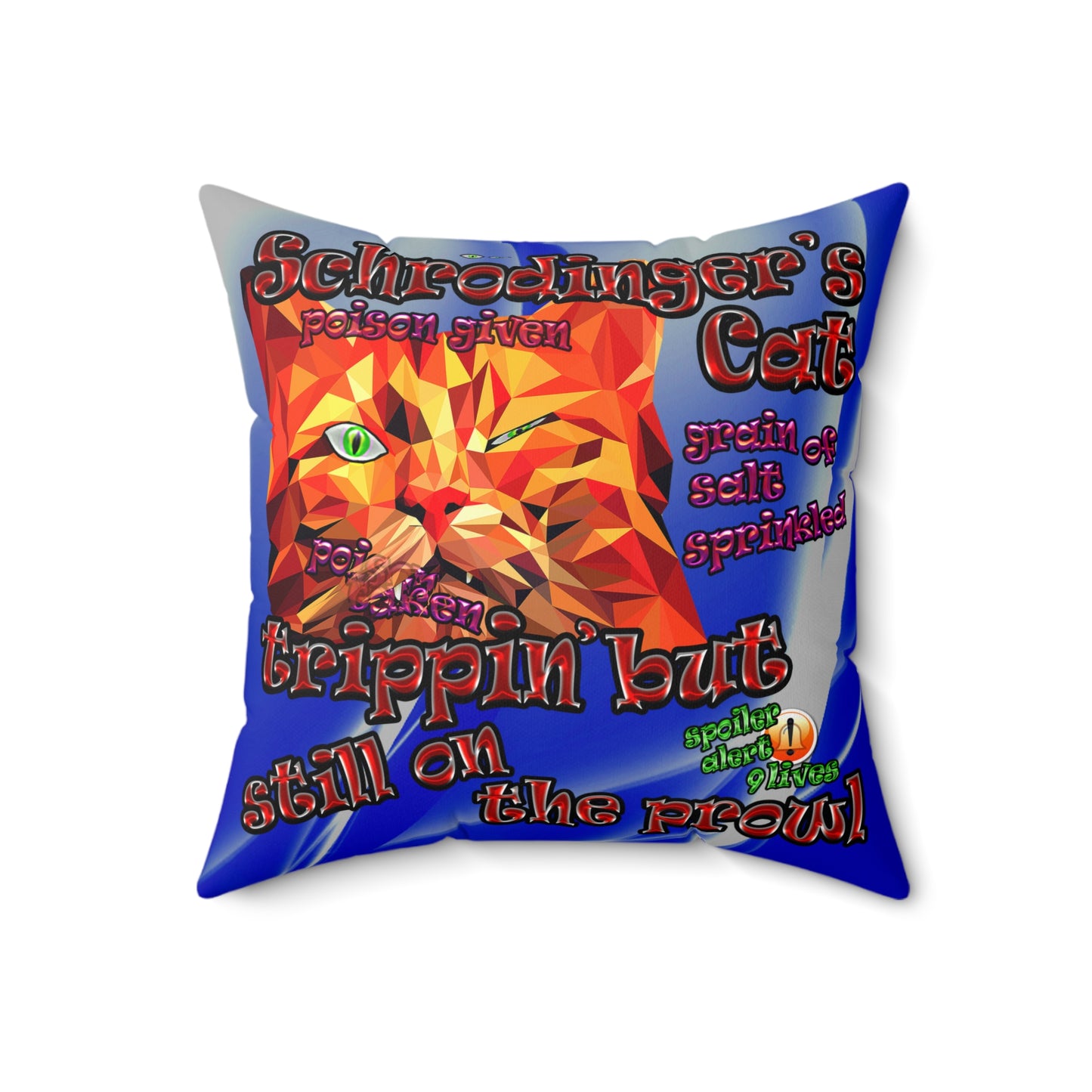schrodinger's cat - Spun Polyester Square Pillow - (blue-white wave)