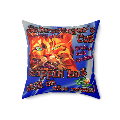 schrodinger's cat - Spun Polyester Square Pillow - (blue-white wave)