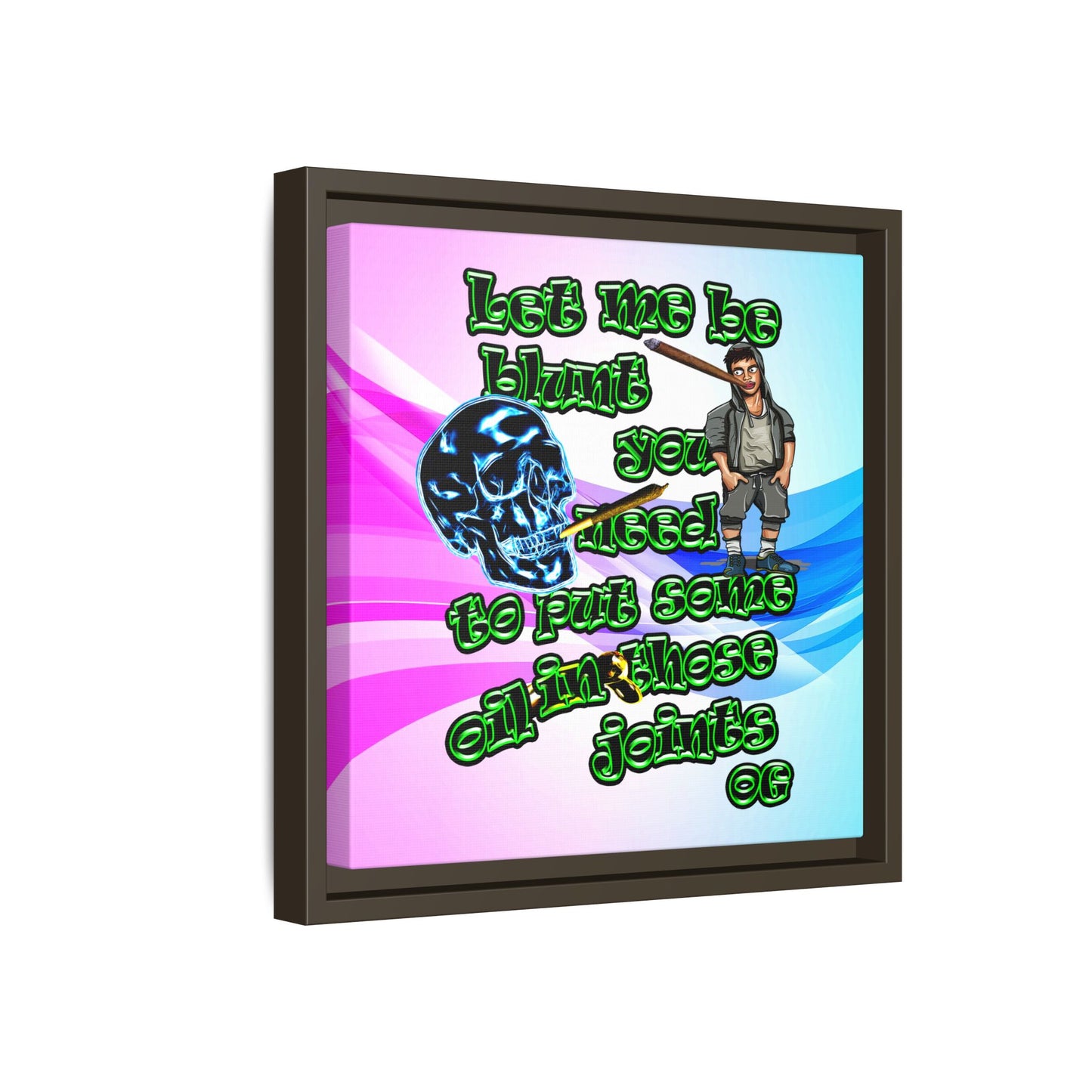 og - framed canvas art (light blue-pink wave)