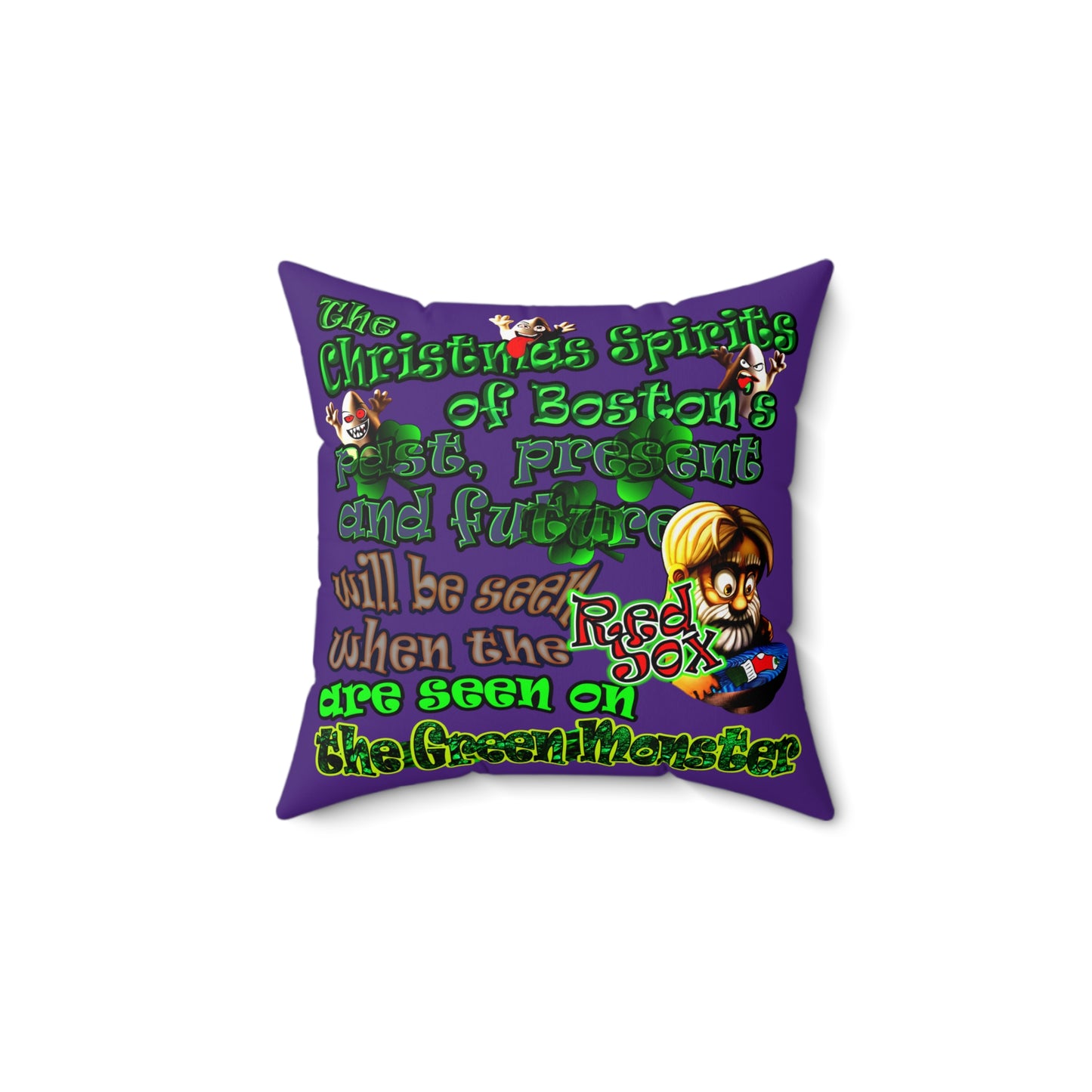 christmas spirits of boston - Spun Polyester Square Pillow - (purple)