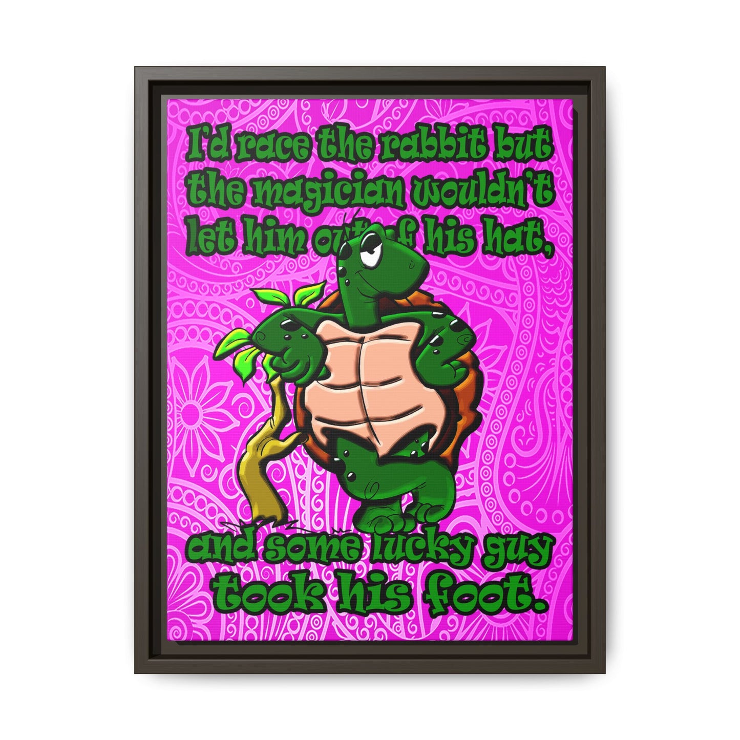 turtle race - framed canvas art (pink swirl)