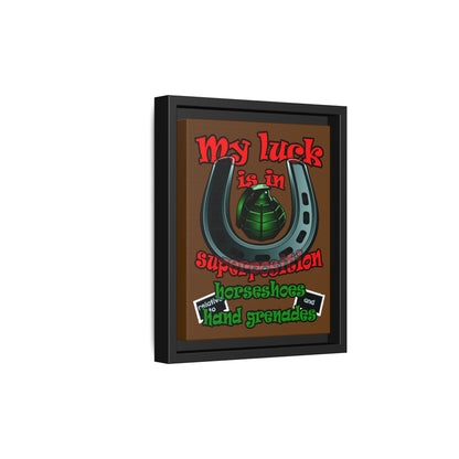 my luck - framed canvas art (brown)