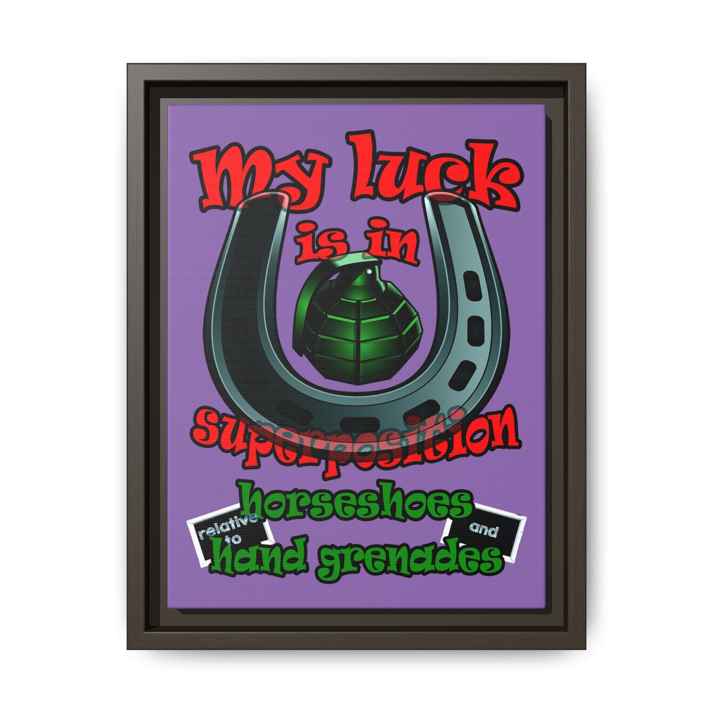 my luck - framed canvas art (light purple)