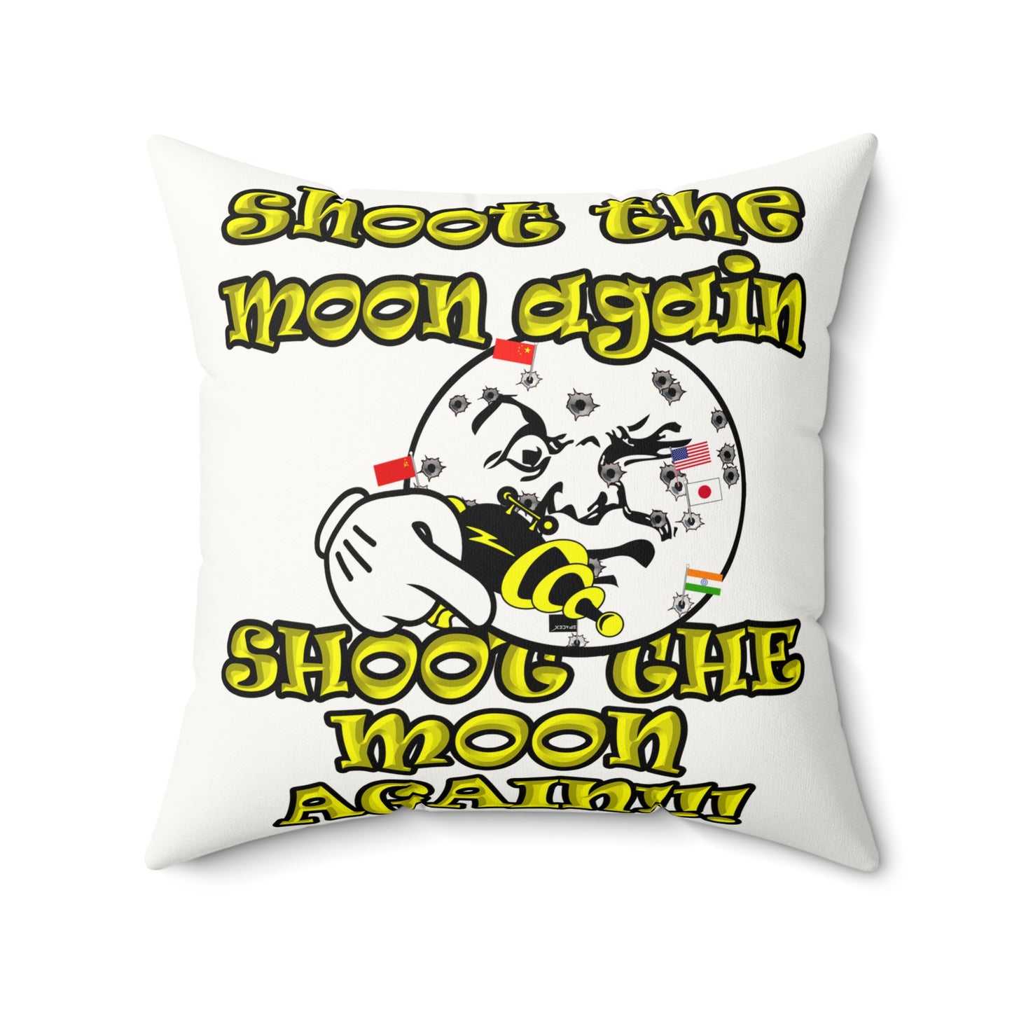 shoot the moon again - Faux Suede Square Pillow - (white)