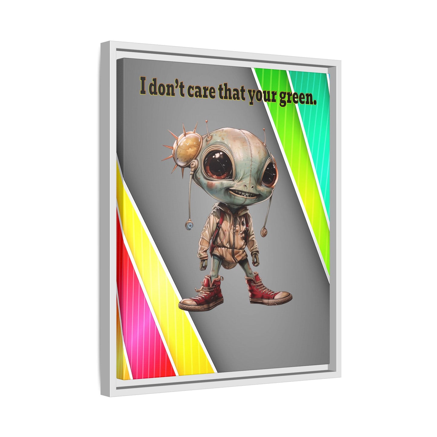 I don't care that your green - framed canvas art (rainbow split)