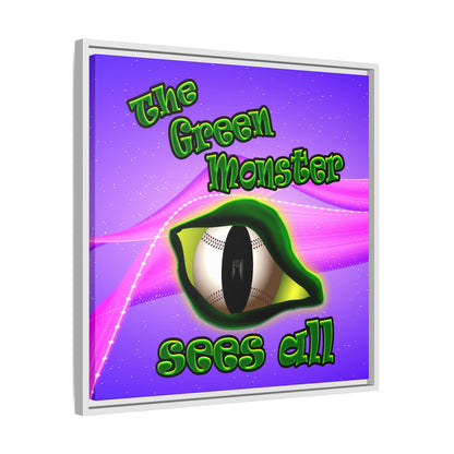 green monster - framed canvas art (purple-pink wave)