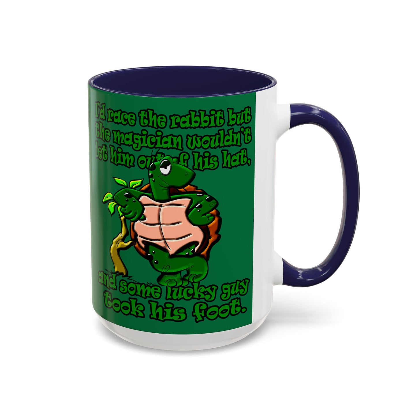turtle race - Accent Mug (dark green)