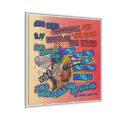 drop the beat - framed canvas art (yellow-orange wave)
