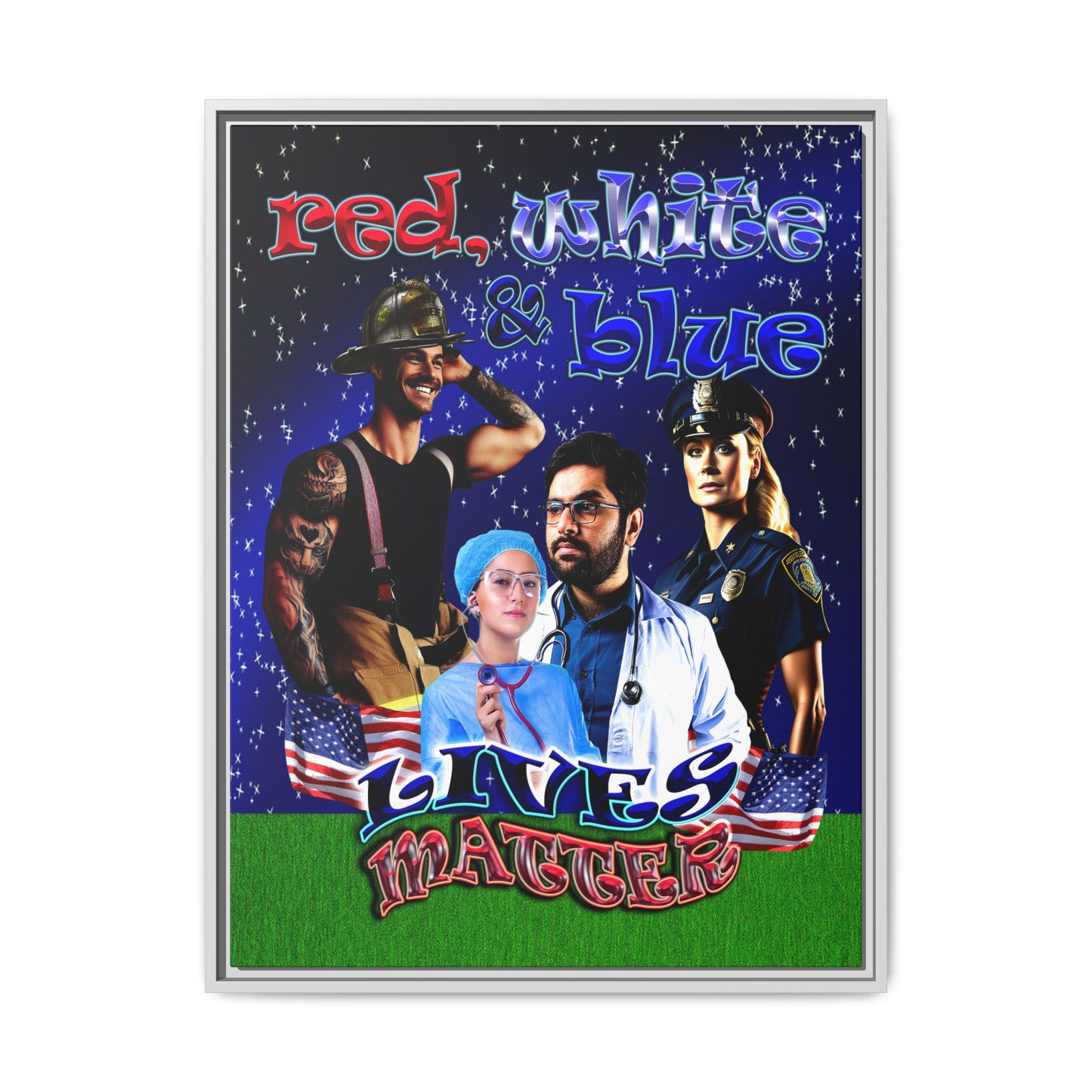 rw&b lives matter - framed canvas art ('snoops' background)