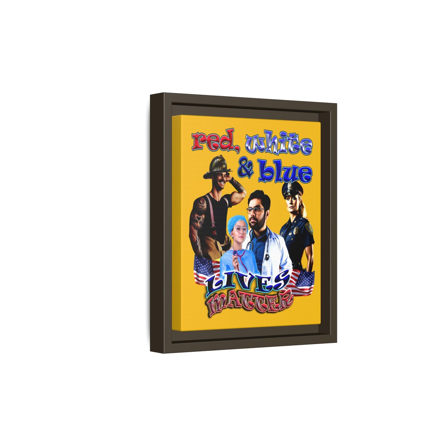 rw&b lives matter - framed canvas art (yellow)
