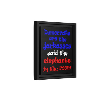 donkeys and elephants - framed canvas art (black)