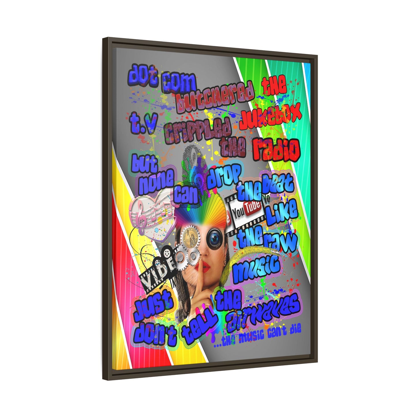 drop the beat - framed canvas art (rainbow split)