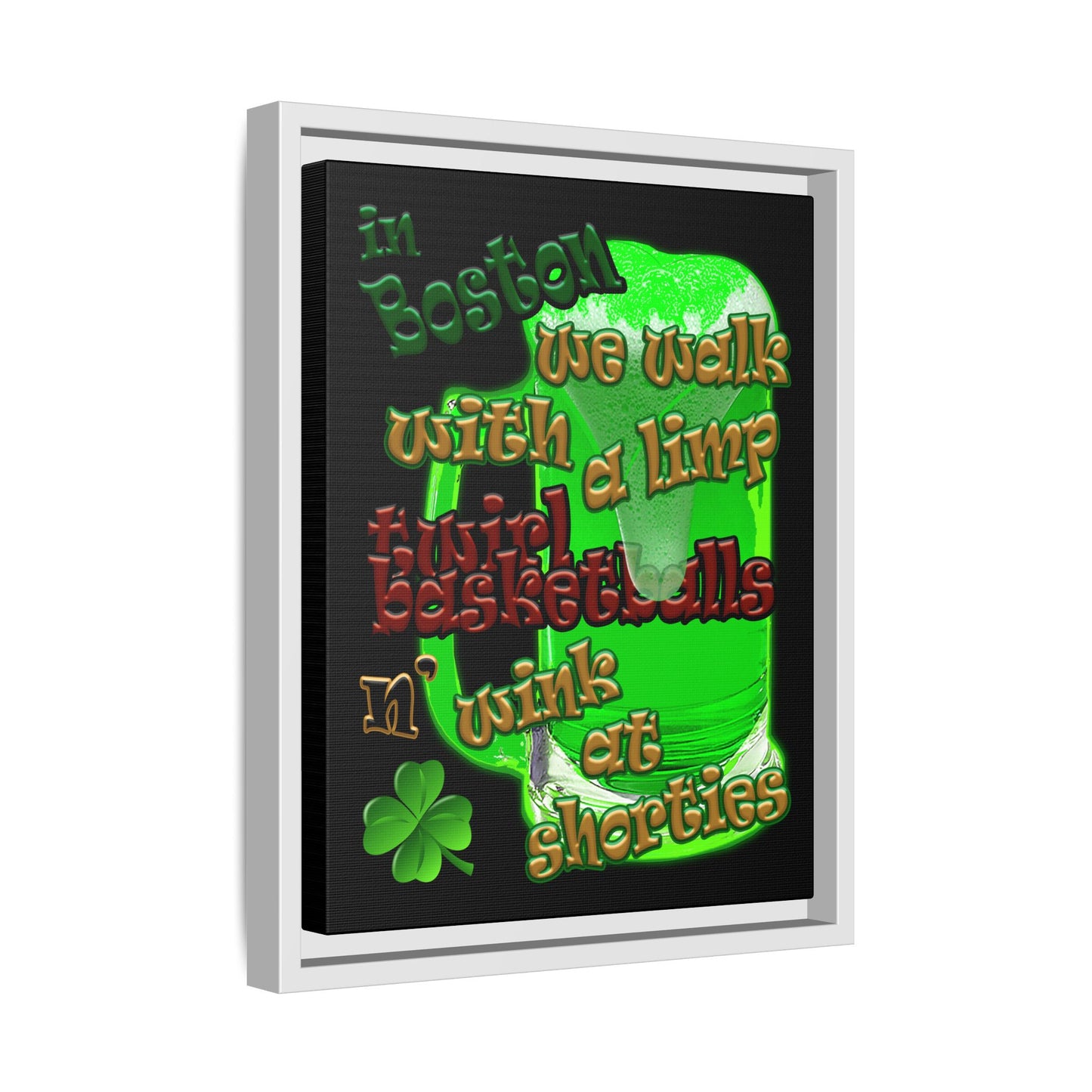 celtics logo - framed canvas art (black)