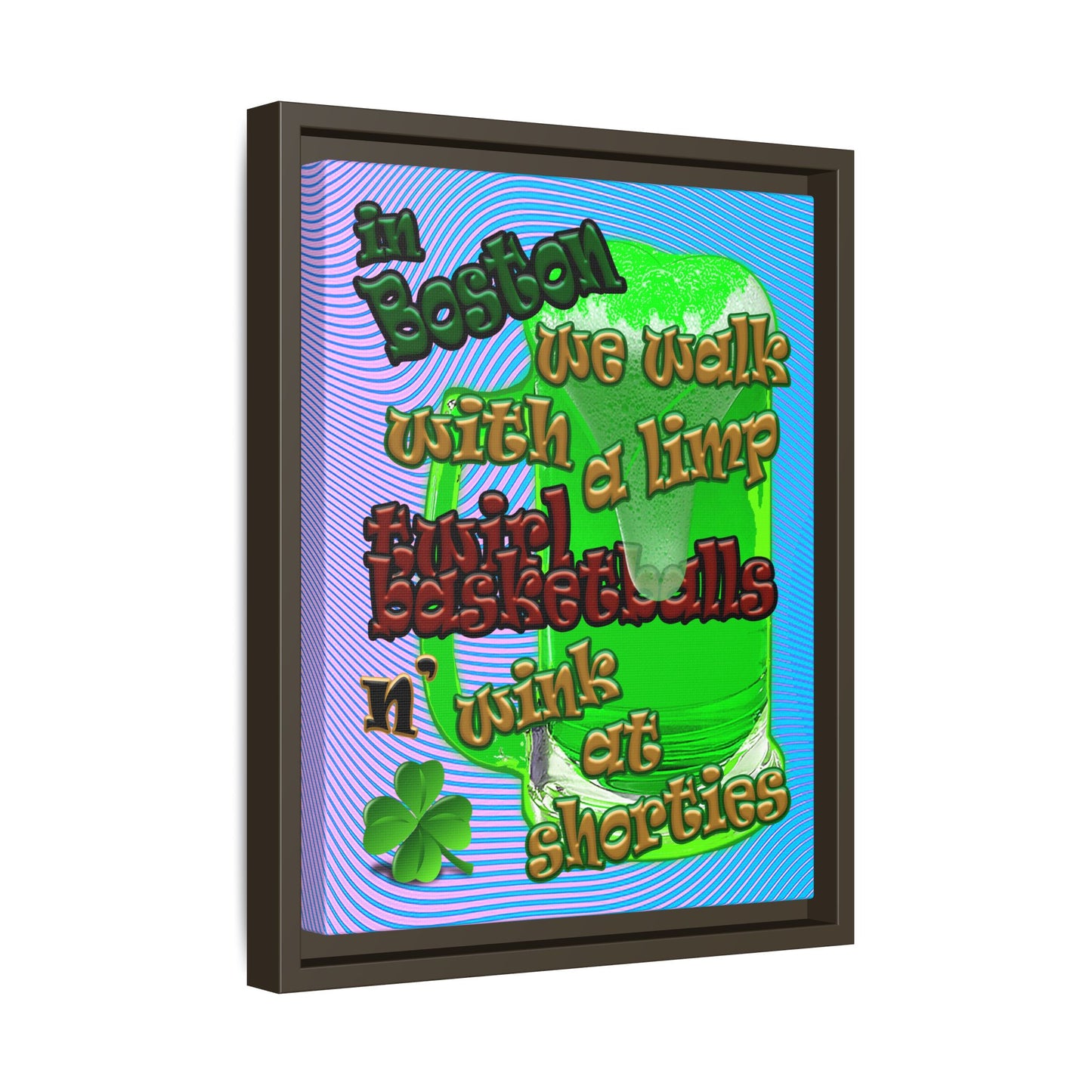 celtics logo - framed canvas art (light blue-purple wave)