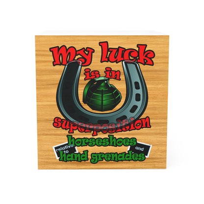 my luck - note cube (butterscotch wood finish)