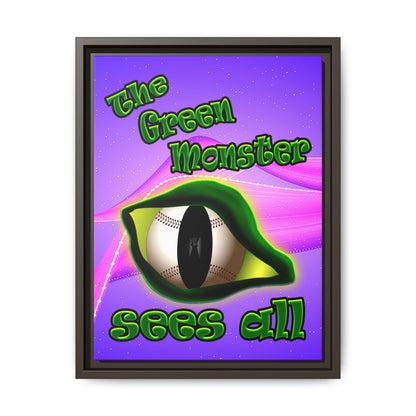 green monster - framed canvas art (purple-pink wave)