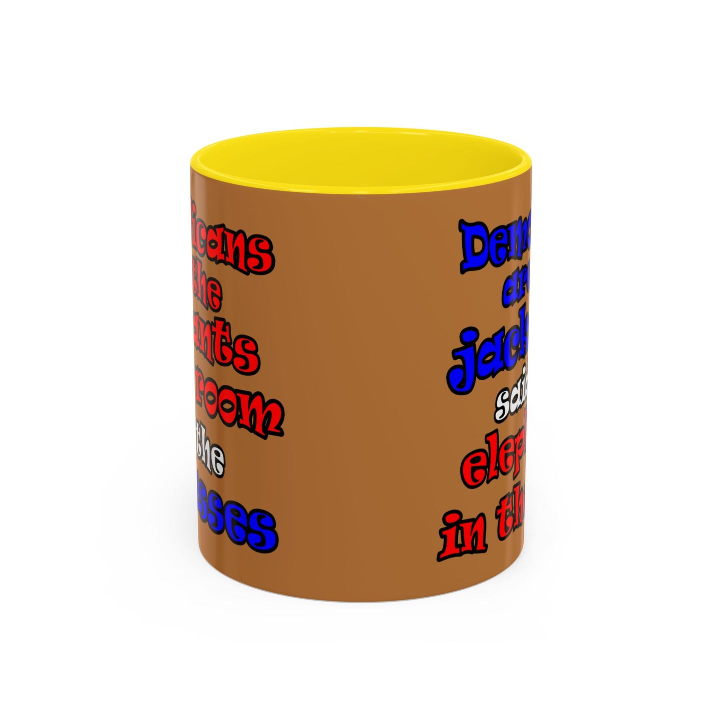 donkeys and elephants - Accent Mug (light brown)