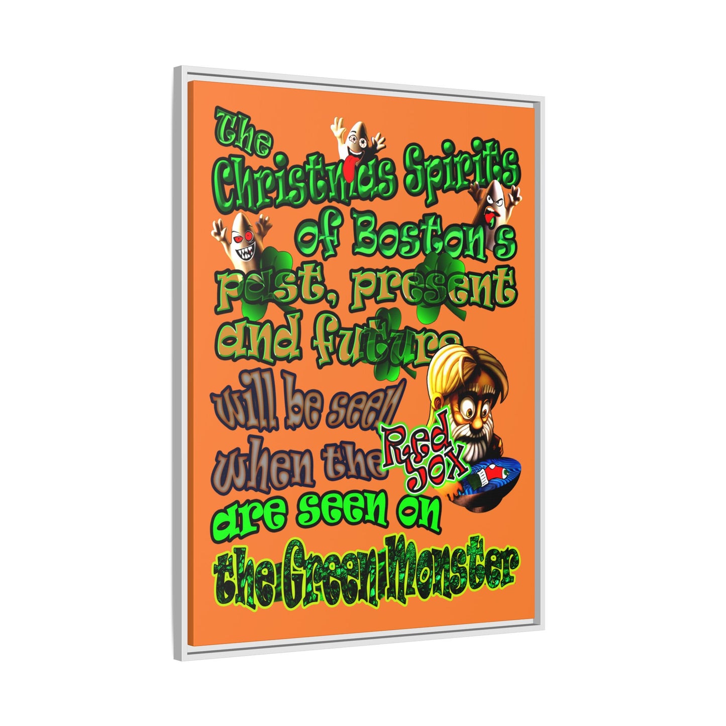 christmas spirits of boston - framed canvas art (crusta)