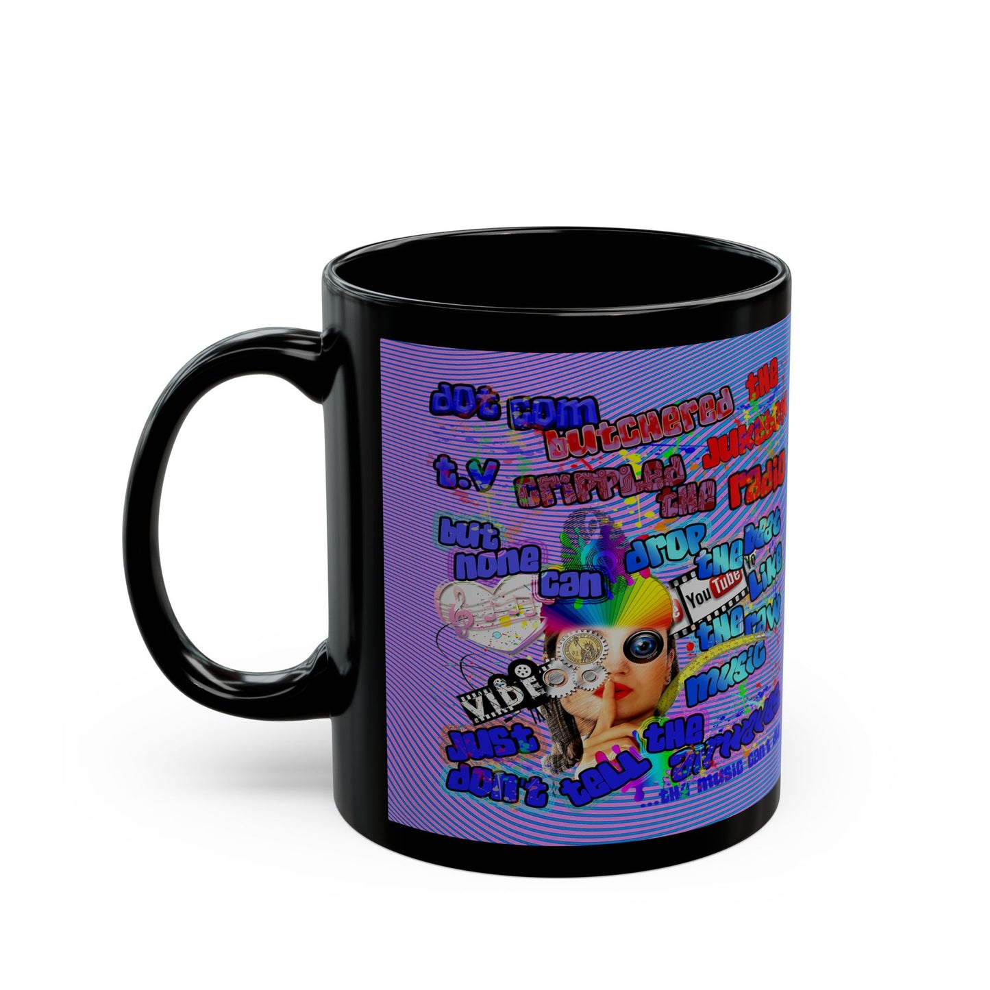 drop the beat - Black Mug (light blue-purple wave)