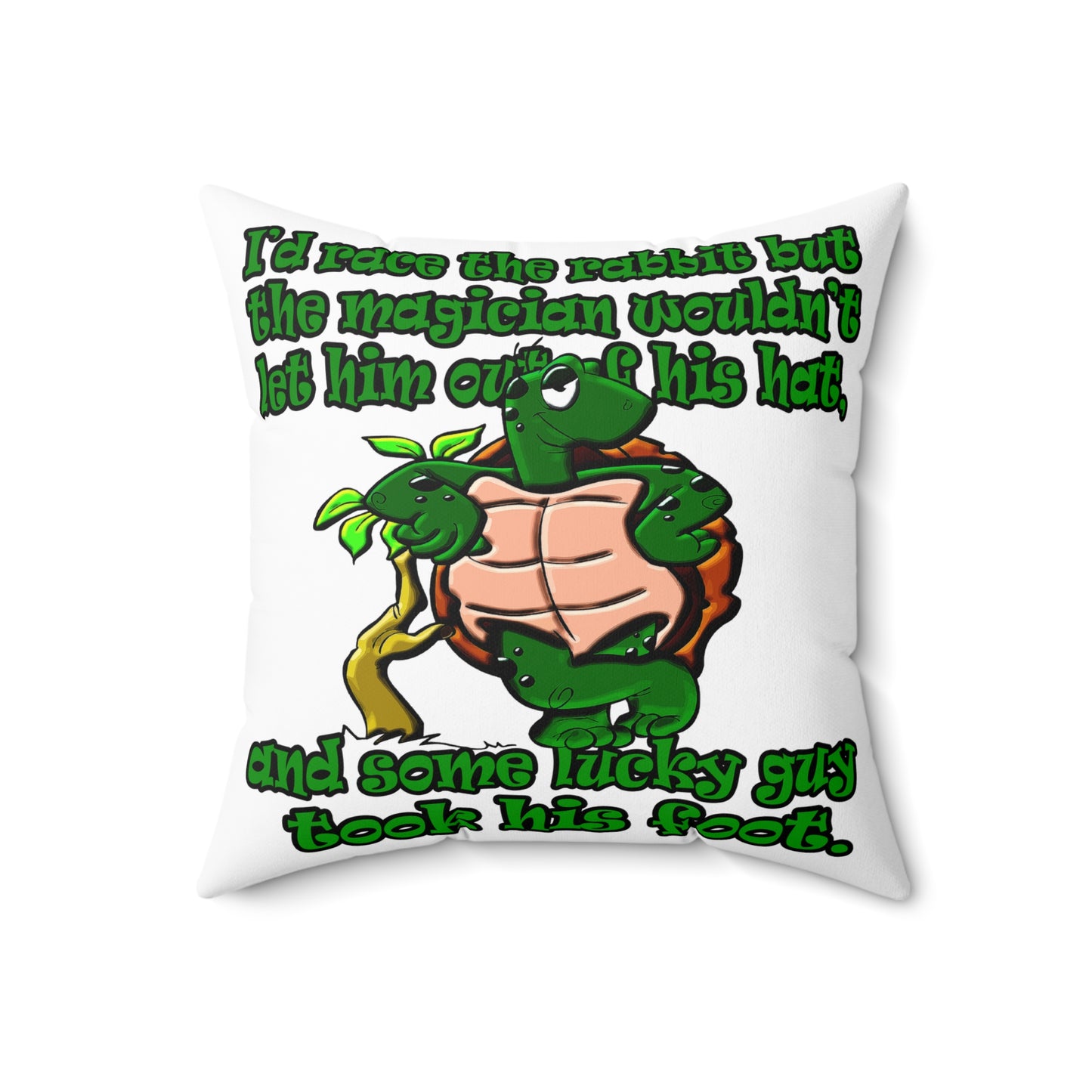 turtle race - Spun Polyester Square Pillow - (white)