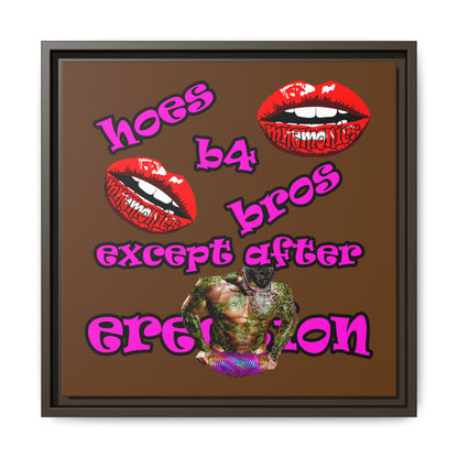hoes b4 bros - framed canvas art (brown)