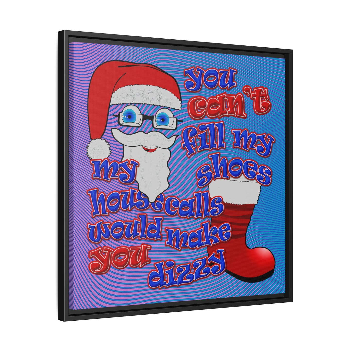 santa's shoes - framed canvas art (light blue-purple wave)