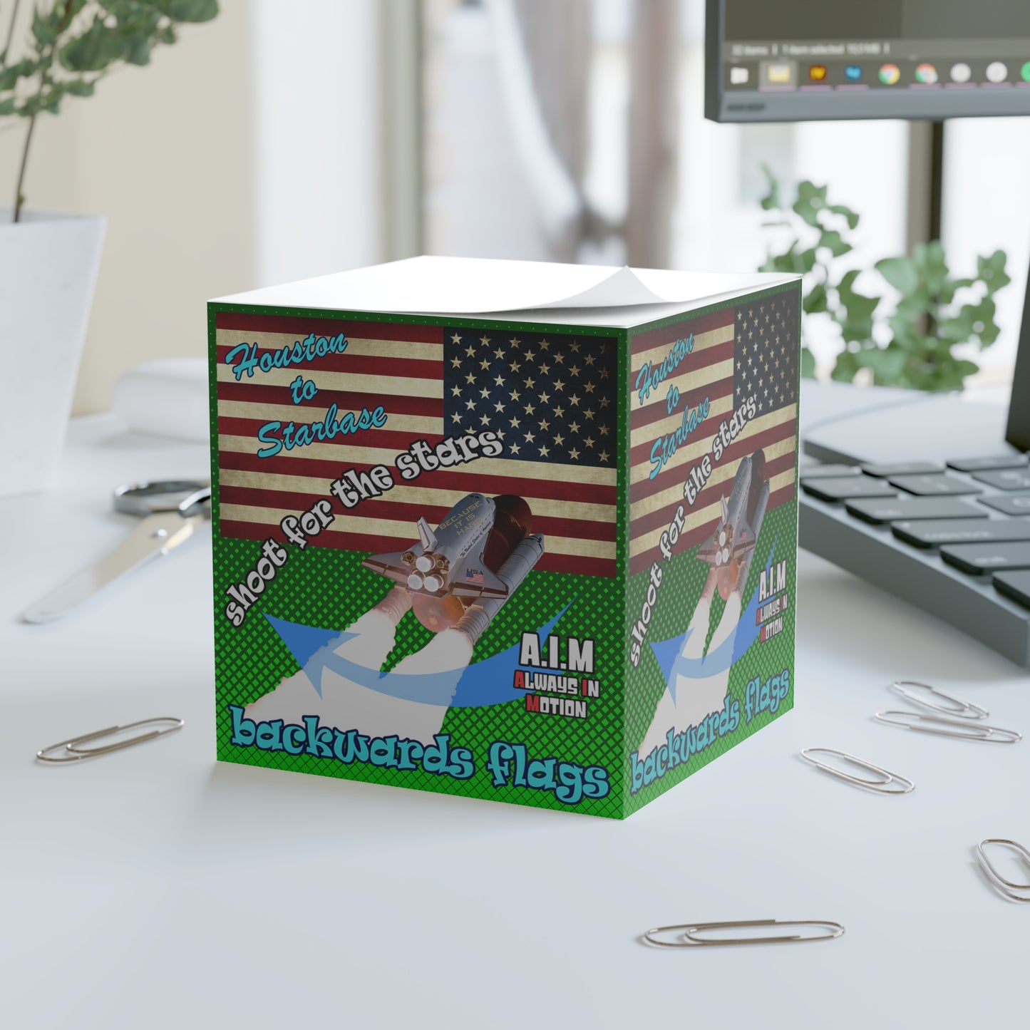 shoot for the stars - note cube (logo green)