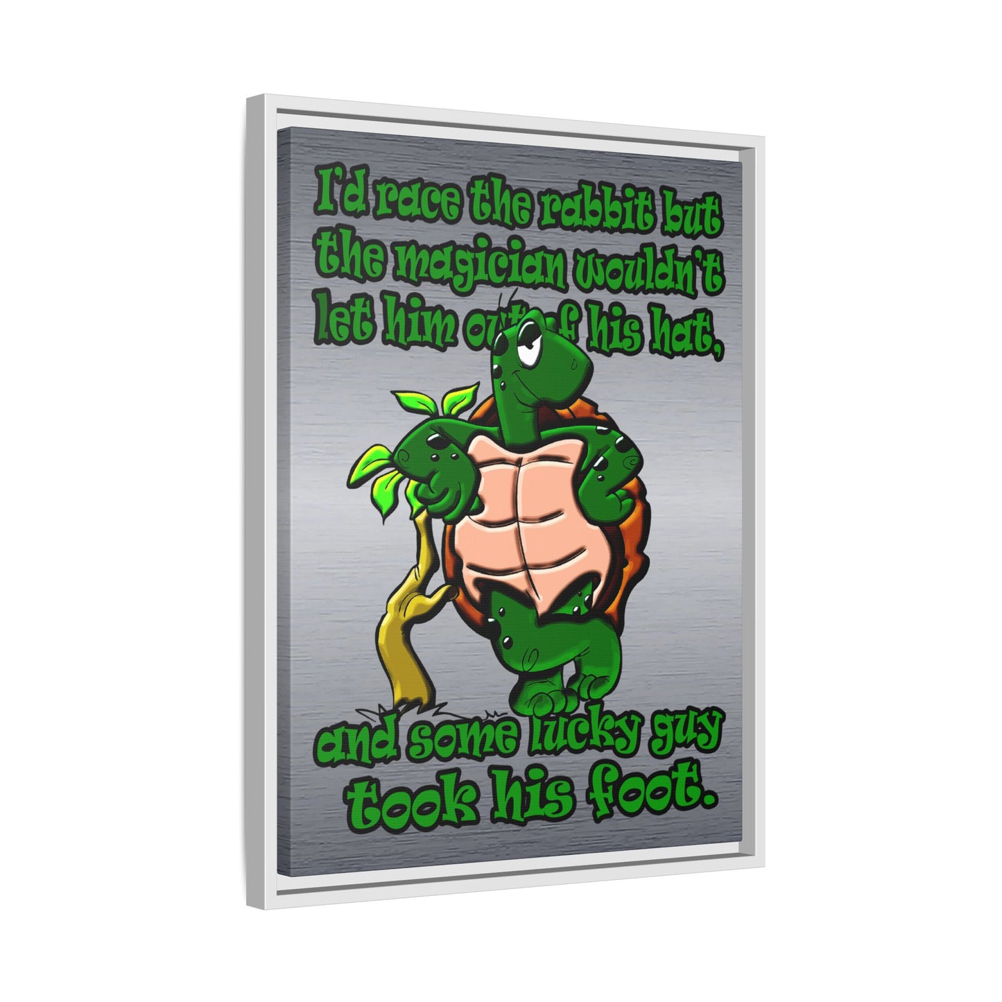 turtle race - framed canvas art (brushed nickel)