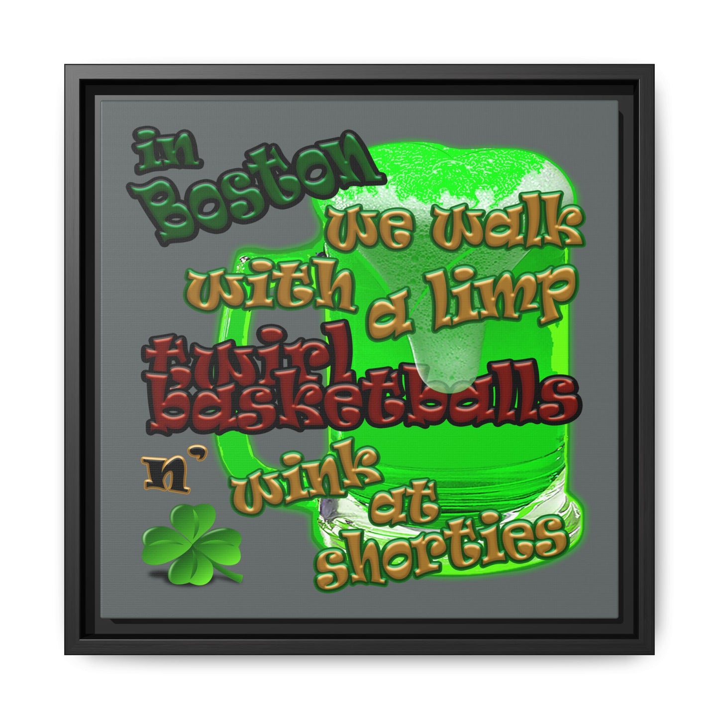 celtics logo - framed canvas art (dark grey)