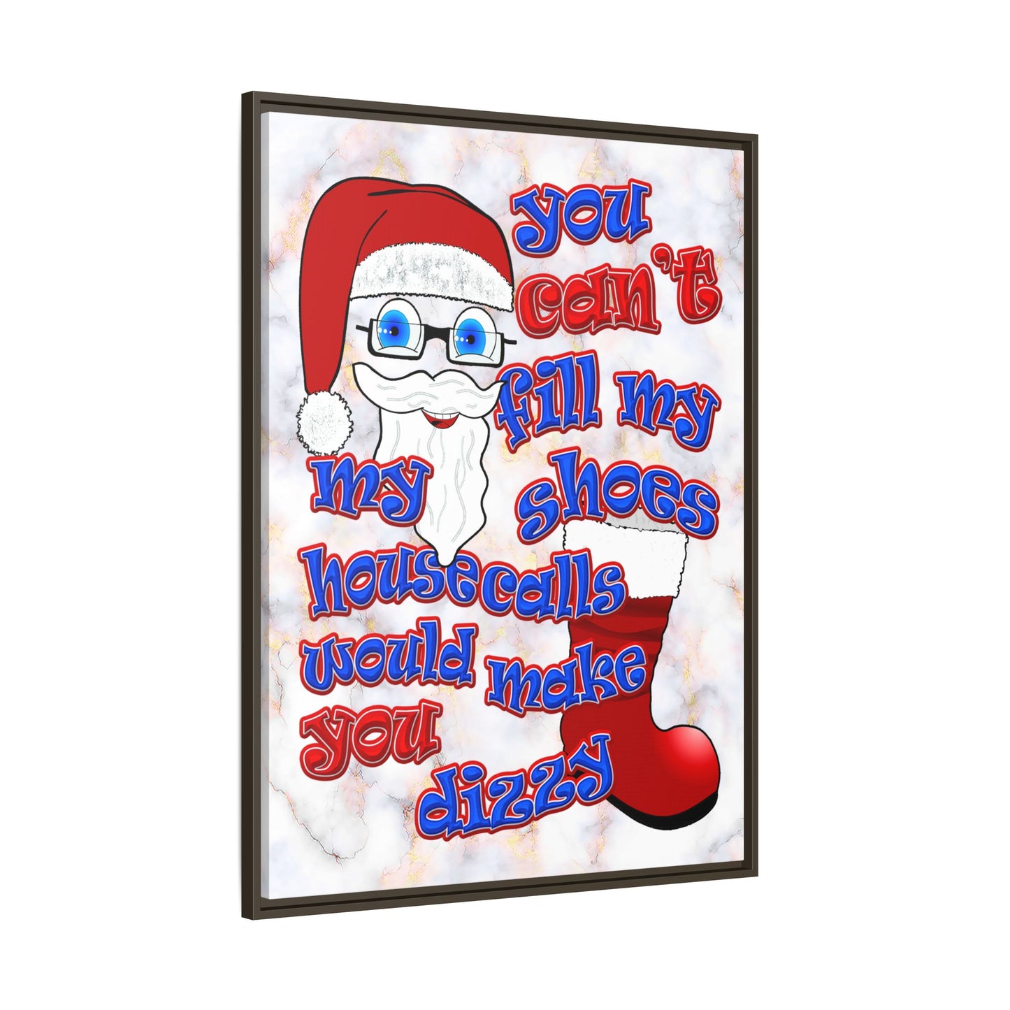santa's shoes - framed canvas art (white marble)