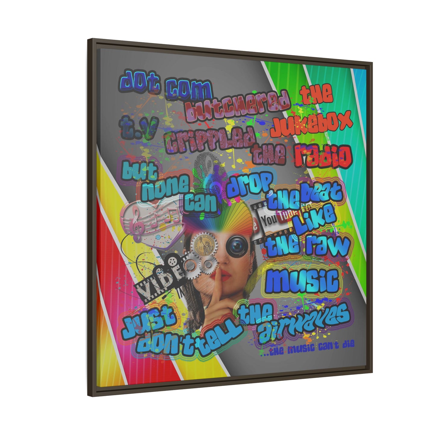 drop the beat - framed canvas art (rainbow split)