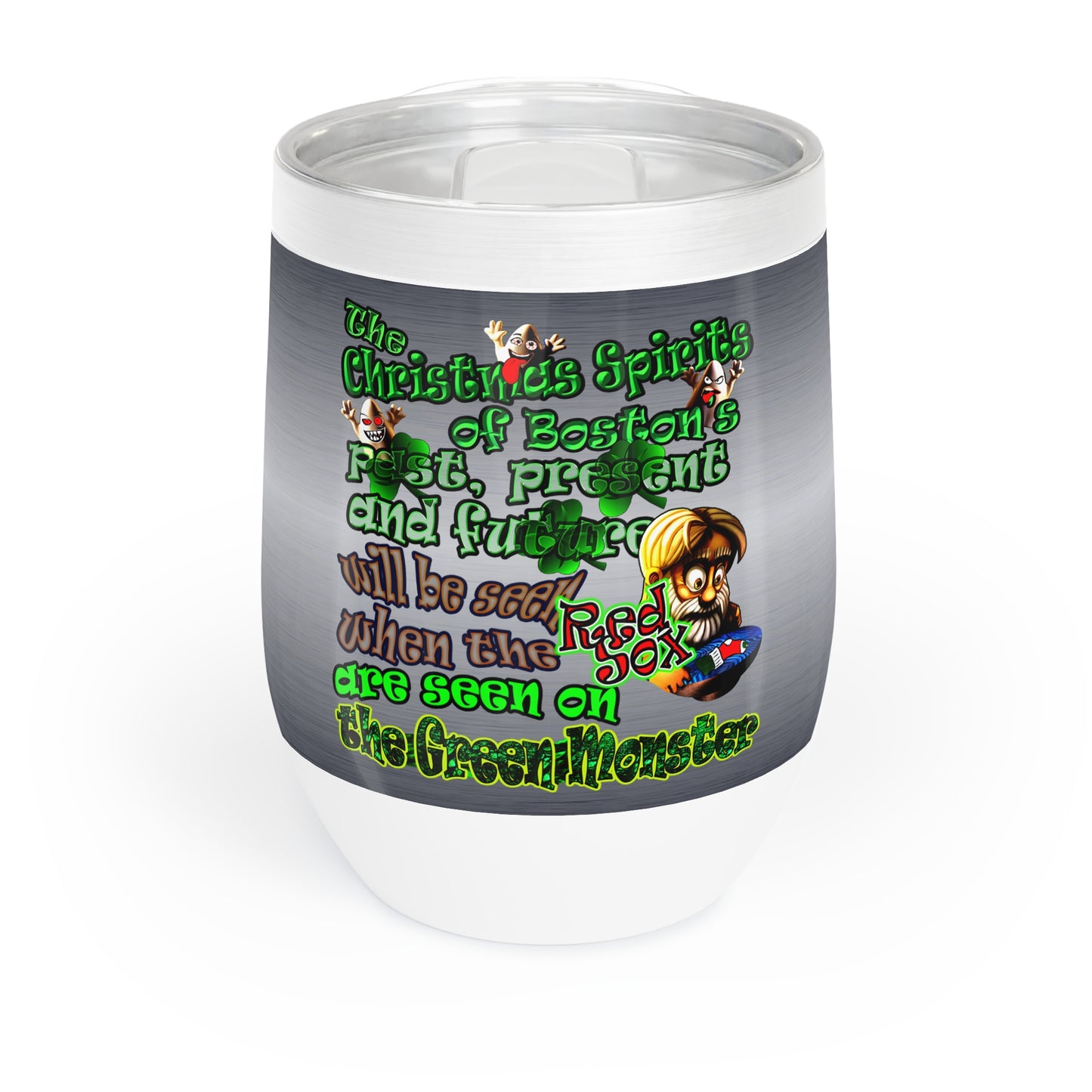 christmas spirits of boston - Chill Wine Tumbler (brushed nickel)