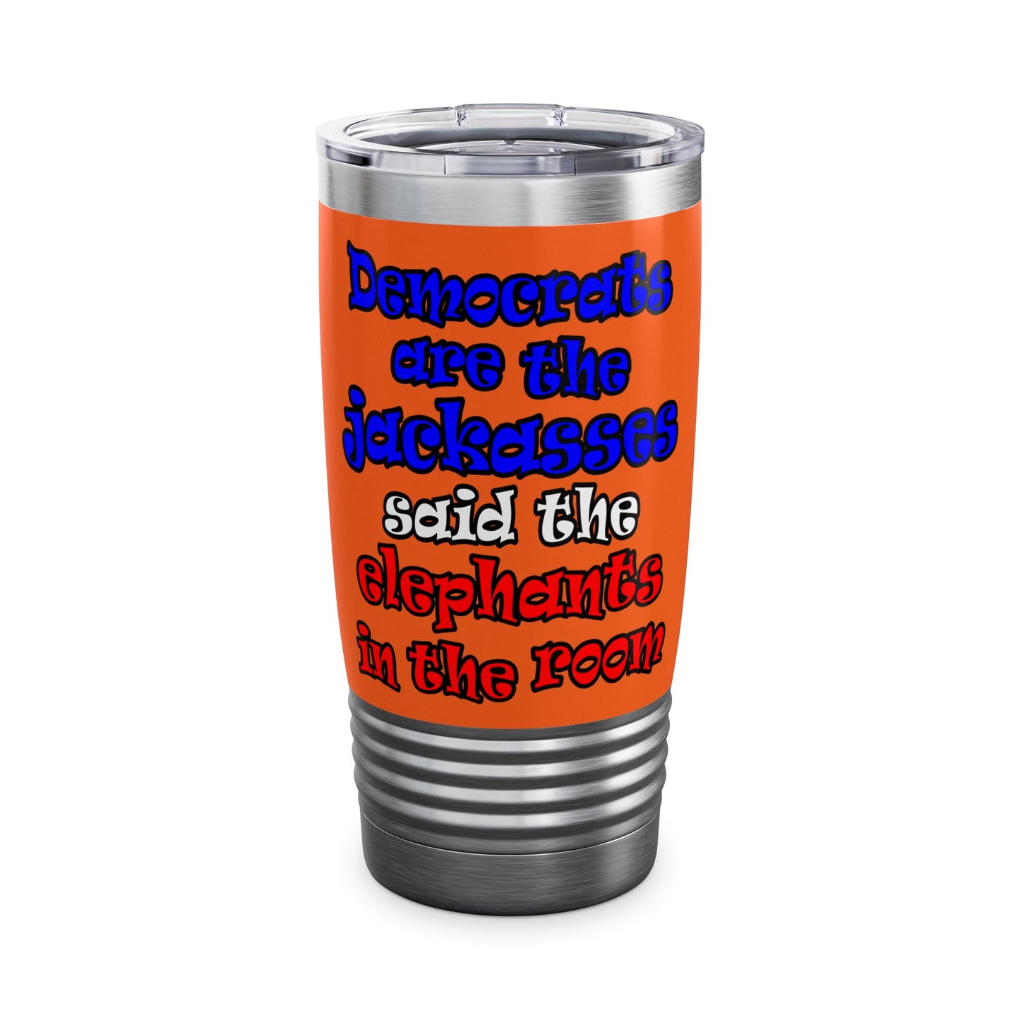 donkeys and elephants - Ringneck Tumbler, 20oz (orange)