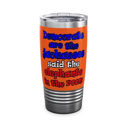 donkeys and elephants - Ringneck Tumbler, 20oz (orange)
