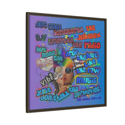drop the beat - framed canvas art (light blue-purple wave)