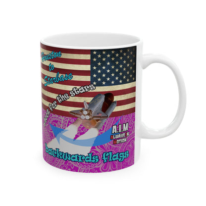 shoot for the stars - White Mug (pink swirl)