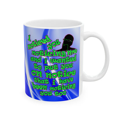noticed you noticing - White Mug (blue-white wave)