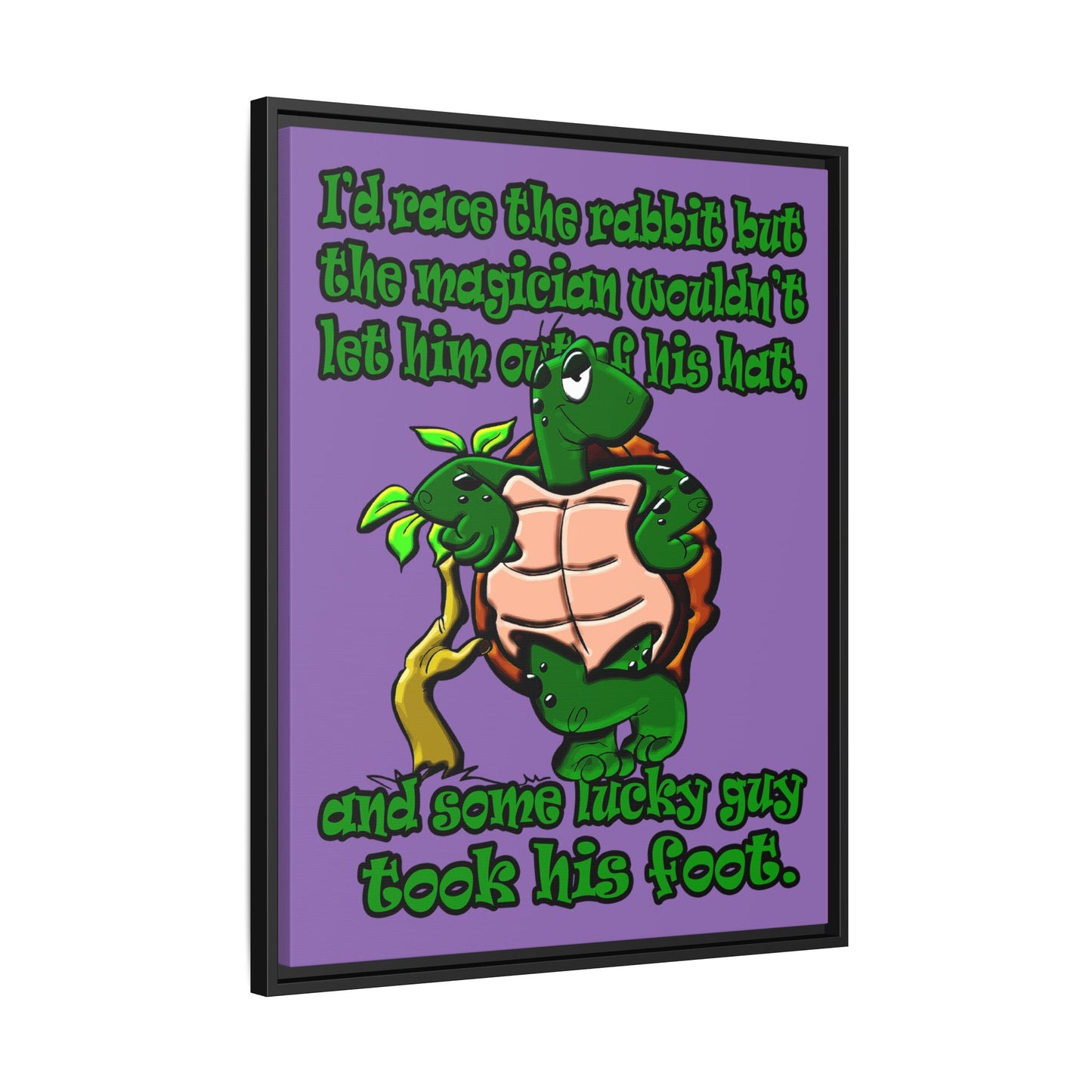 turtle race - framed canvas art (light purple)