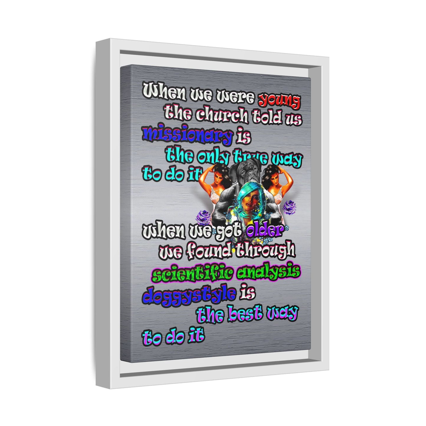 doggystyle - framed canvas art (brushed nickel)