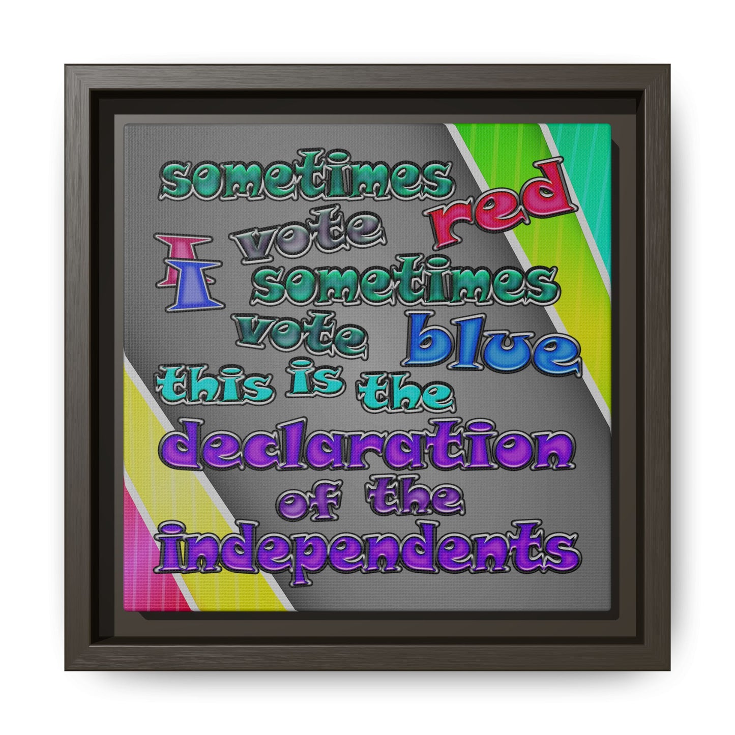 declaration of the independents - framed canvas art (rainbow split)