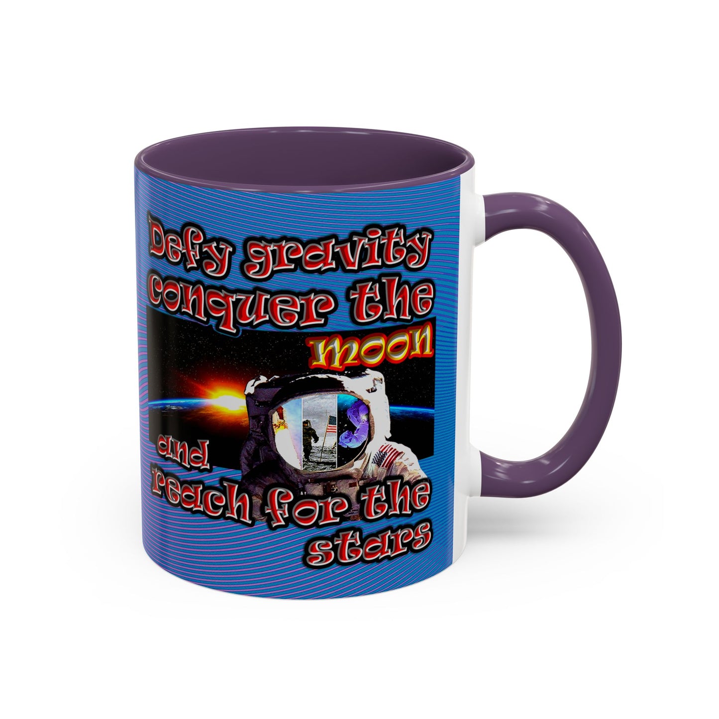 defy conquer reach - Accent Mug (light blue-purple wave)