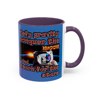 defy conquer reach - Accent Mug (light blue-purple wave)