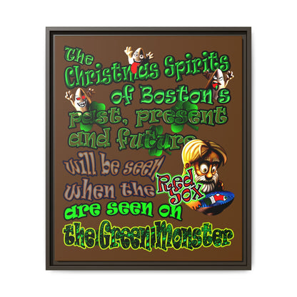 christmas spirits of boston - framed canvas art (brown)