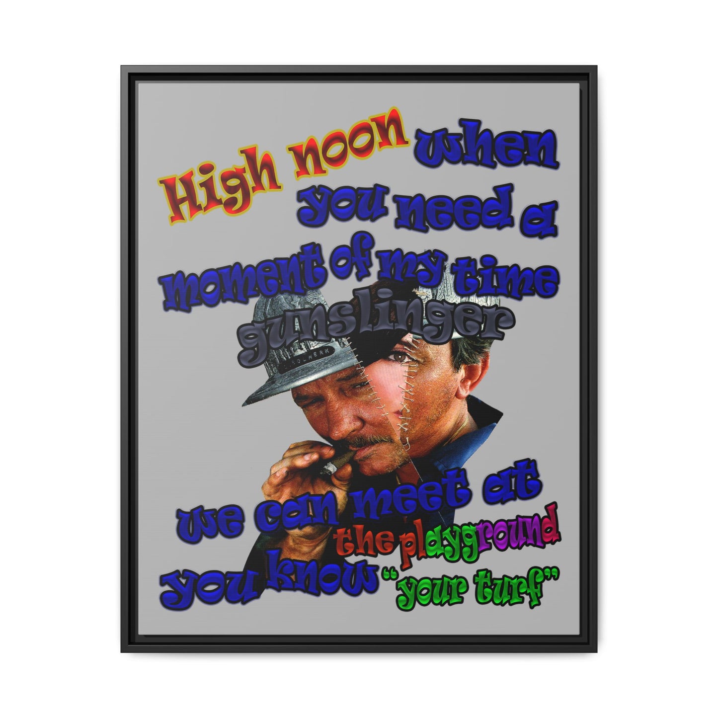 high noon - framed canvas art (light grey)