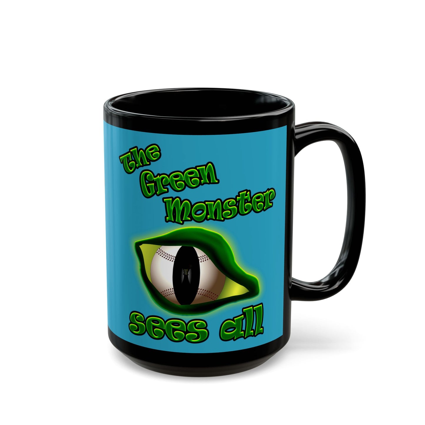 green monster - Black Mug (turquoise)