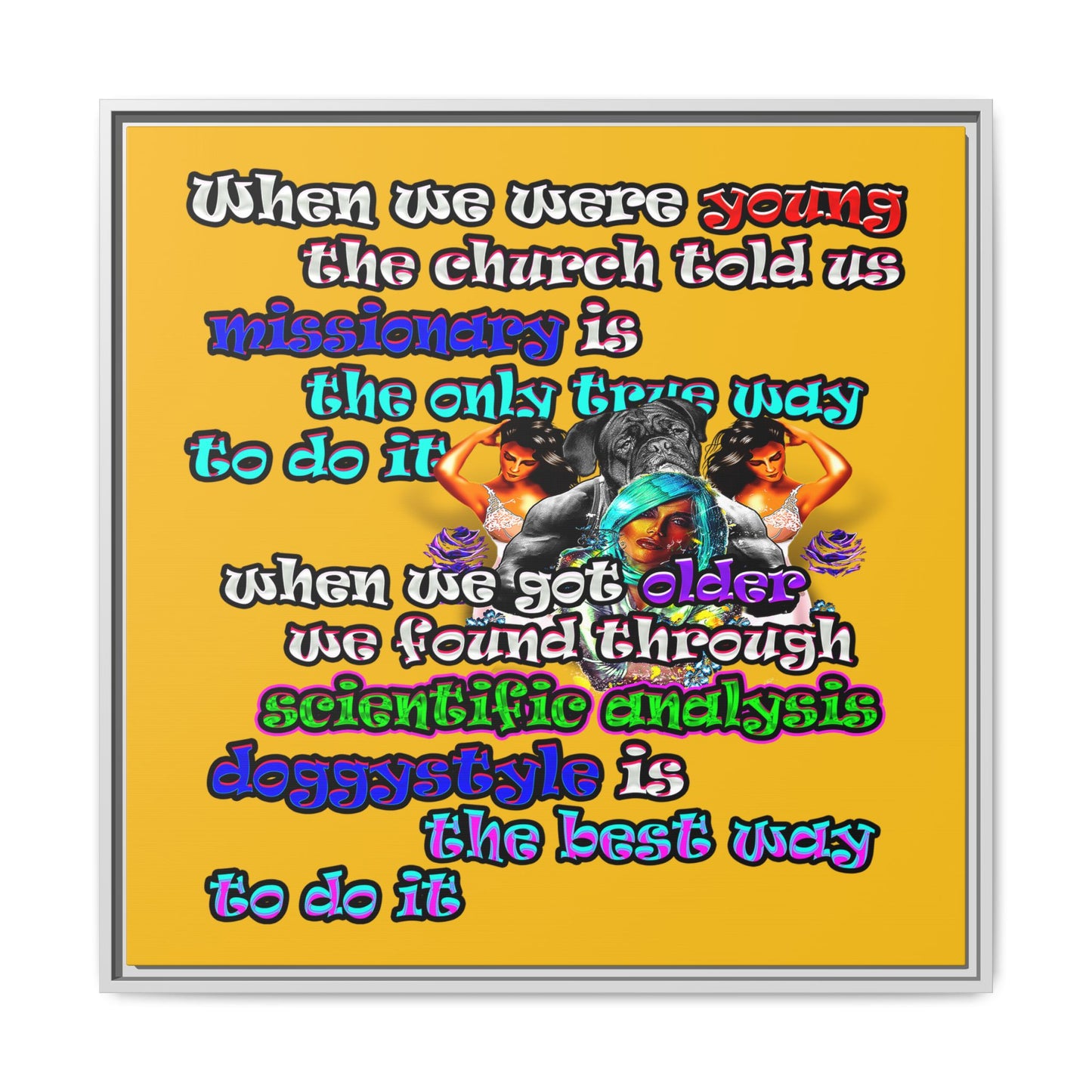 doggystyle - framed canvas art (yellow)