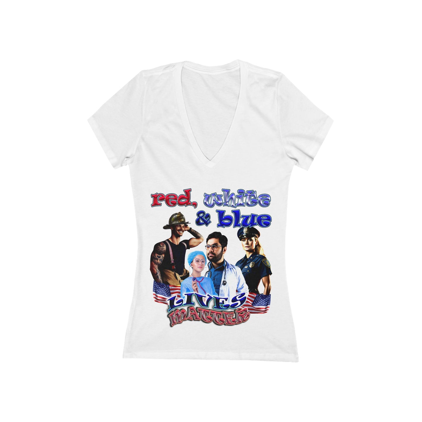 rw&b lives matter - Women's Jersey Short Sleeve Deep V-Neck Tee