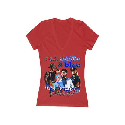 rw&b lives matter - Women's Jersey Short Sleeve Deep V-Neck Tee