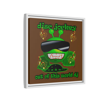 disc jockey - framed canvas art (brown)